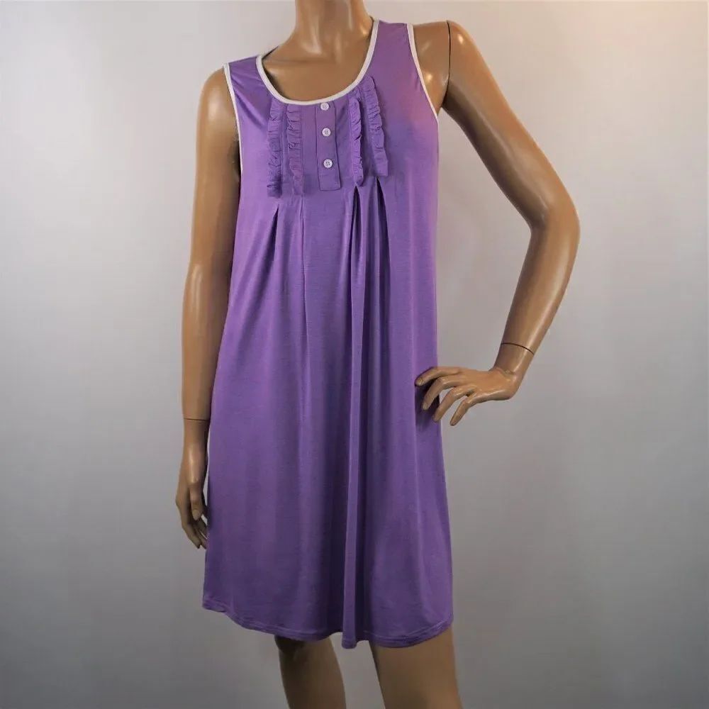 Hotouch Purple Loungewear Dress Sleeveless Sleep Dress Ultra Soft Womens Sz L